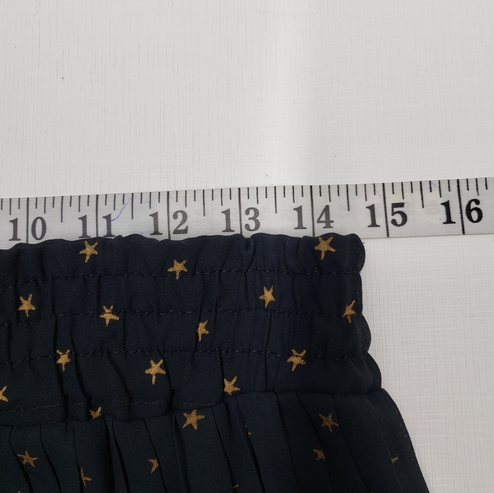 Sheer Wide Pleated Leg Pants Pull On Stars Black Gold Size Medium - Picture 11 of 13